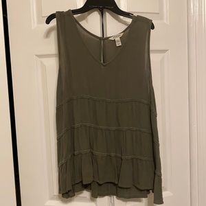 Women’s olive tiered ruffled tank
